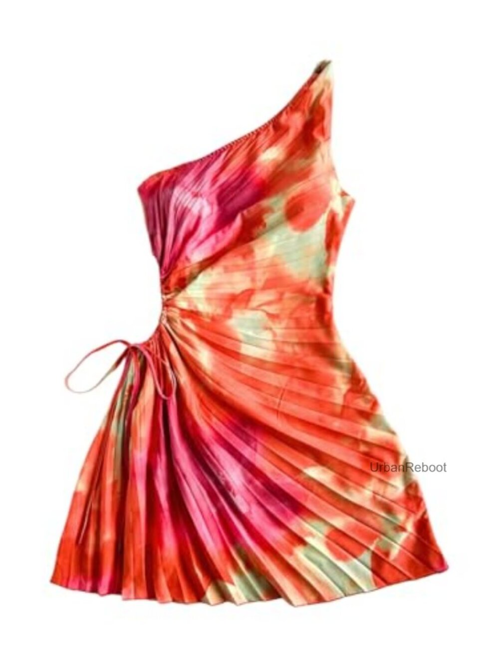 Sleeveless Floral One Shoulder Ruched Dress A-Line Mini
